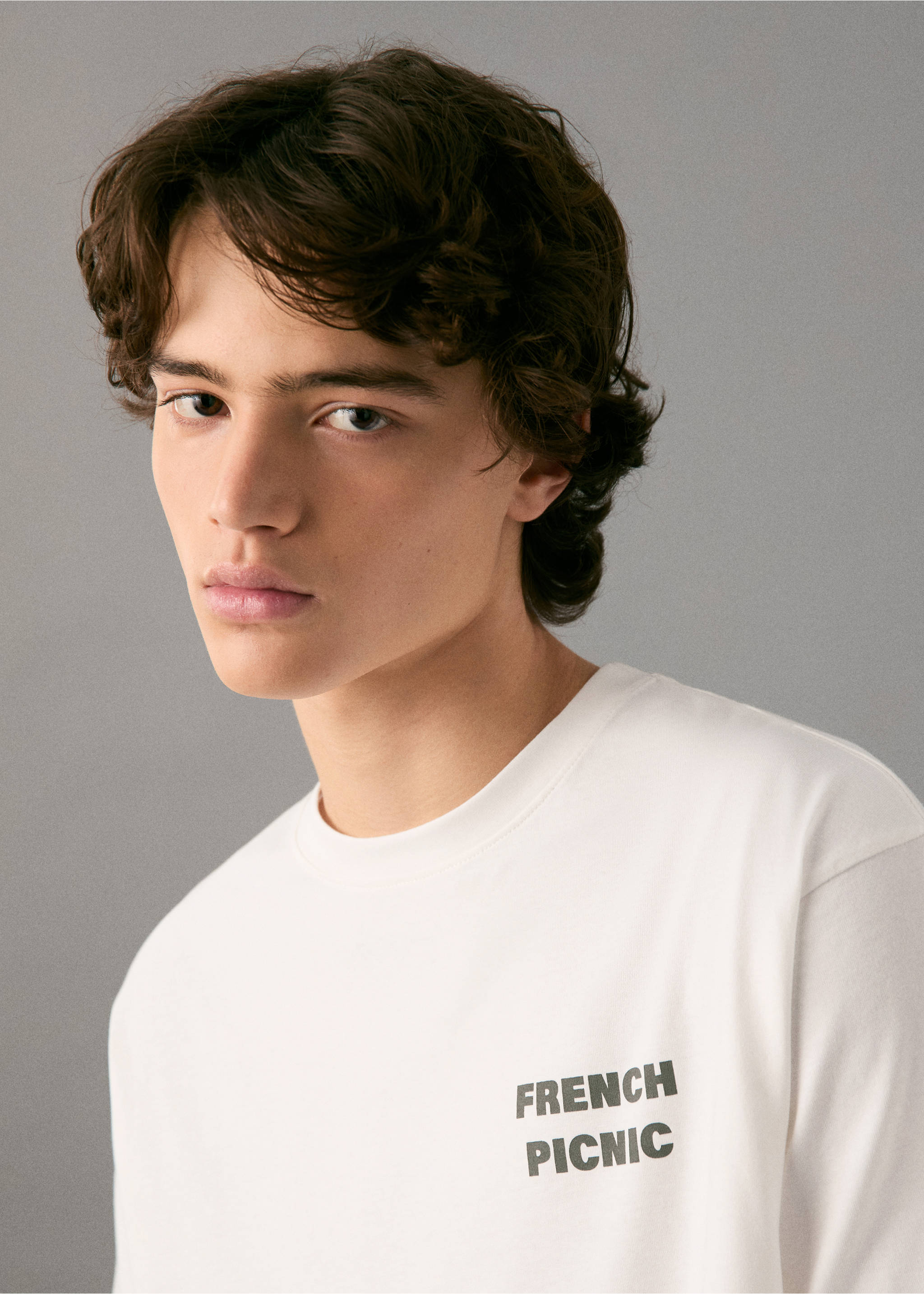 Printed cotton-blend T-shirt - Details of the article 1, Off White. Ref: 27091514-00.