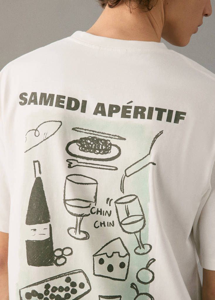 Printed cotton-blend T-shirt — Off White