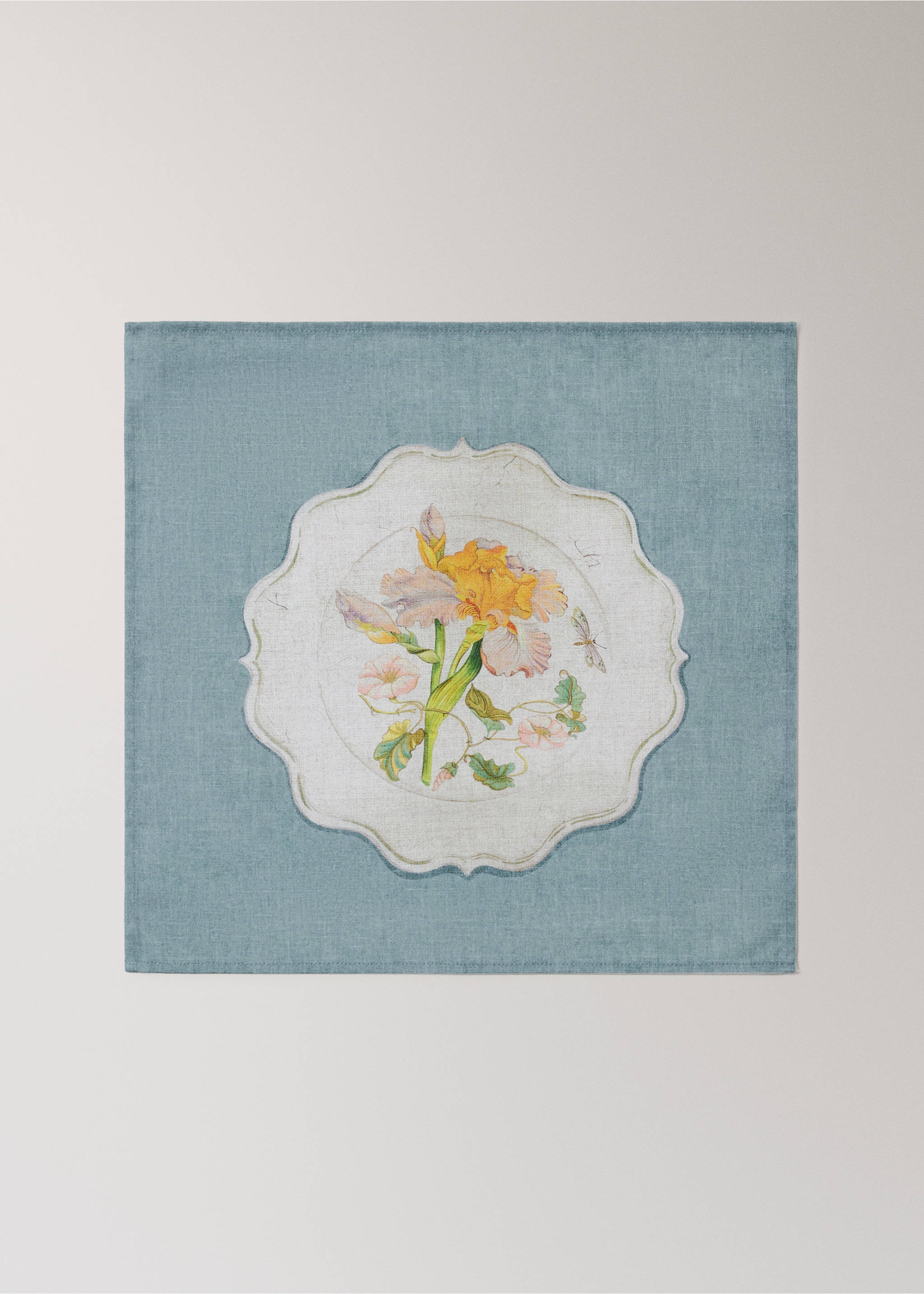 Cotton napkins with vintage porcelain elements - Article without model, Ink Blue. Ref: 27091516-00.
