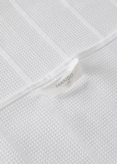 Waffle kitchen tea towel with fringes — White 2