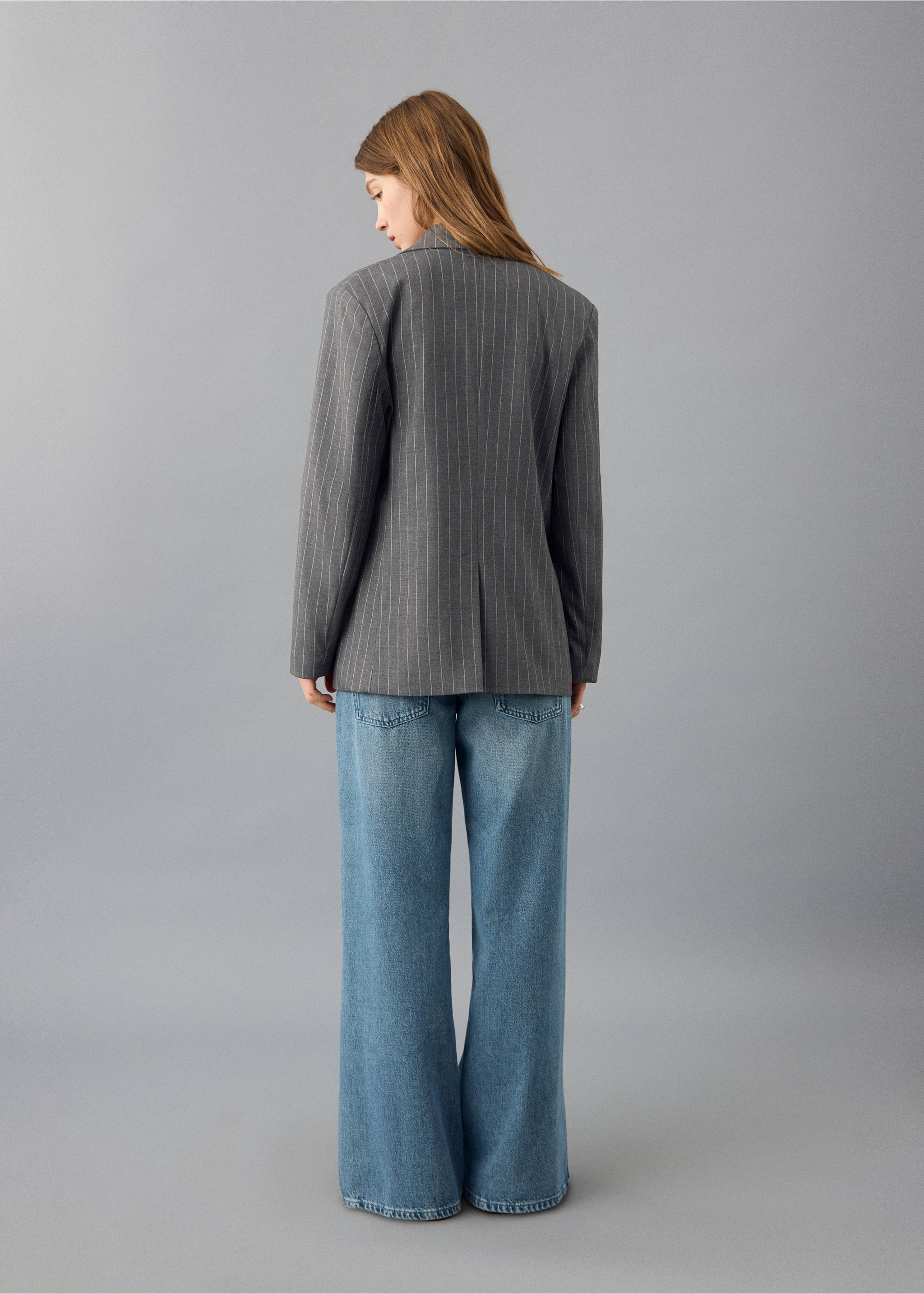 سترة بدلة مقلمة - الجهة الخلفية للمنتج, رمادي. Ref: 27091520-00.