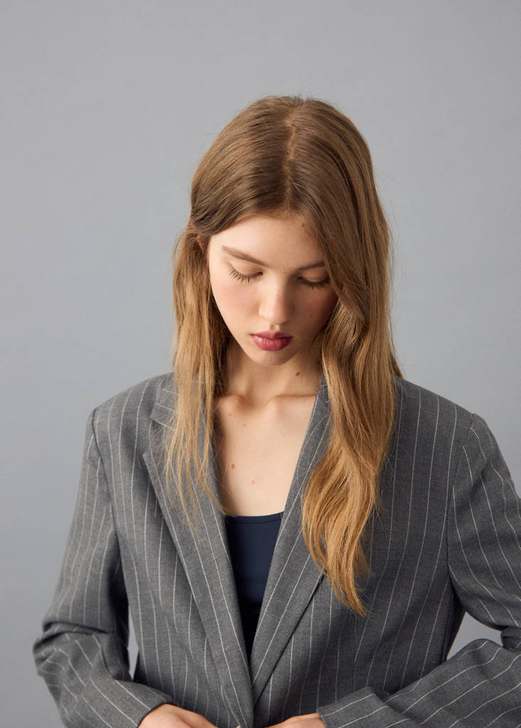 Pinstripe suit jacket — Grey