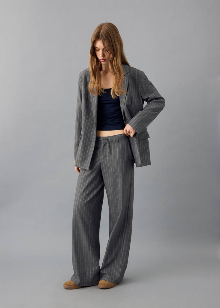 Pinstripe suit jacket — Grey