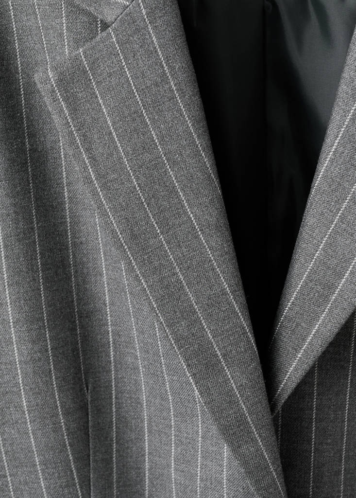Pinstripe suit jacket — Grey