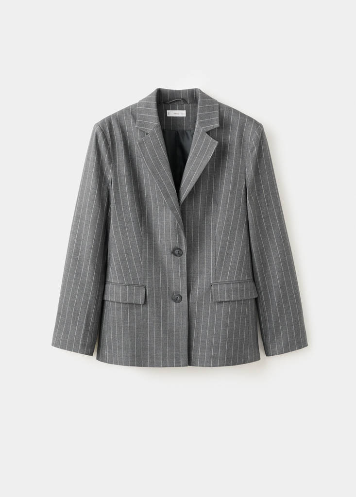 Pinstripe suit jacket — Grey