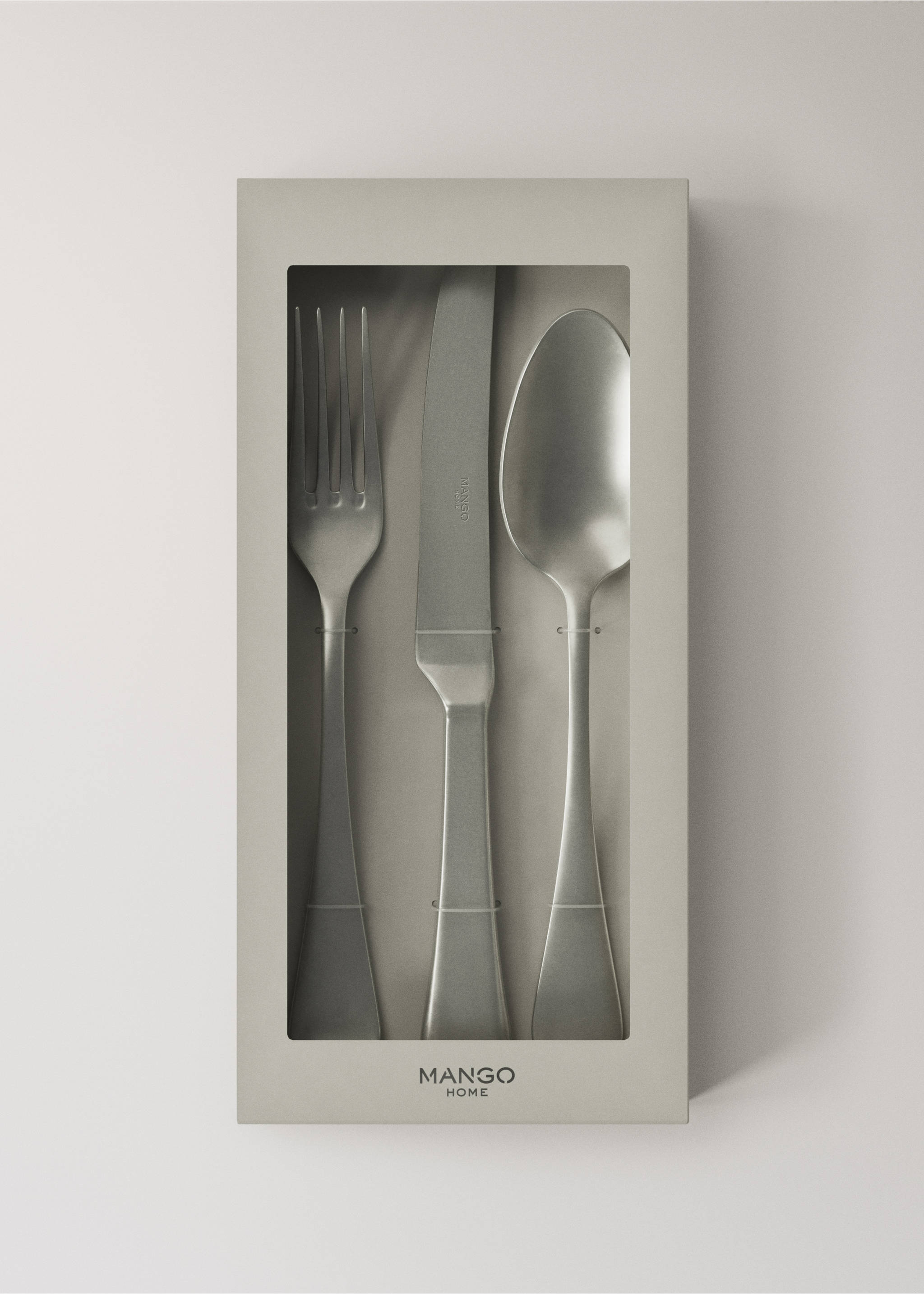 Three-piece matte stainless steel cutlery set - Details of the article 3, Grey. Ref: 27091521-00.