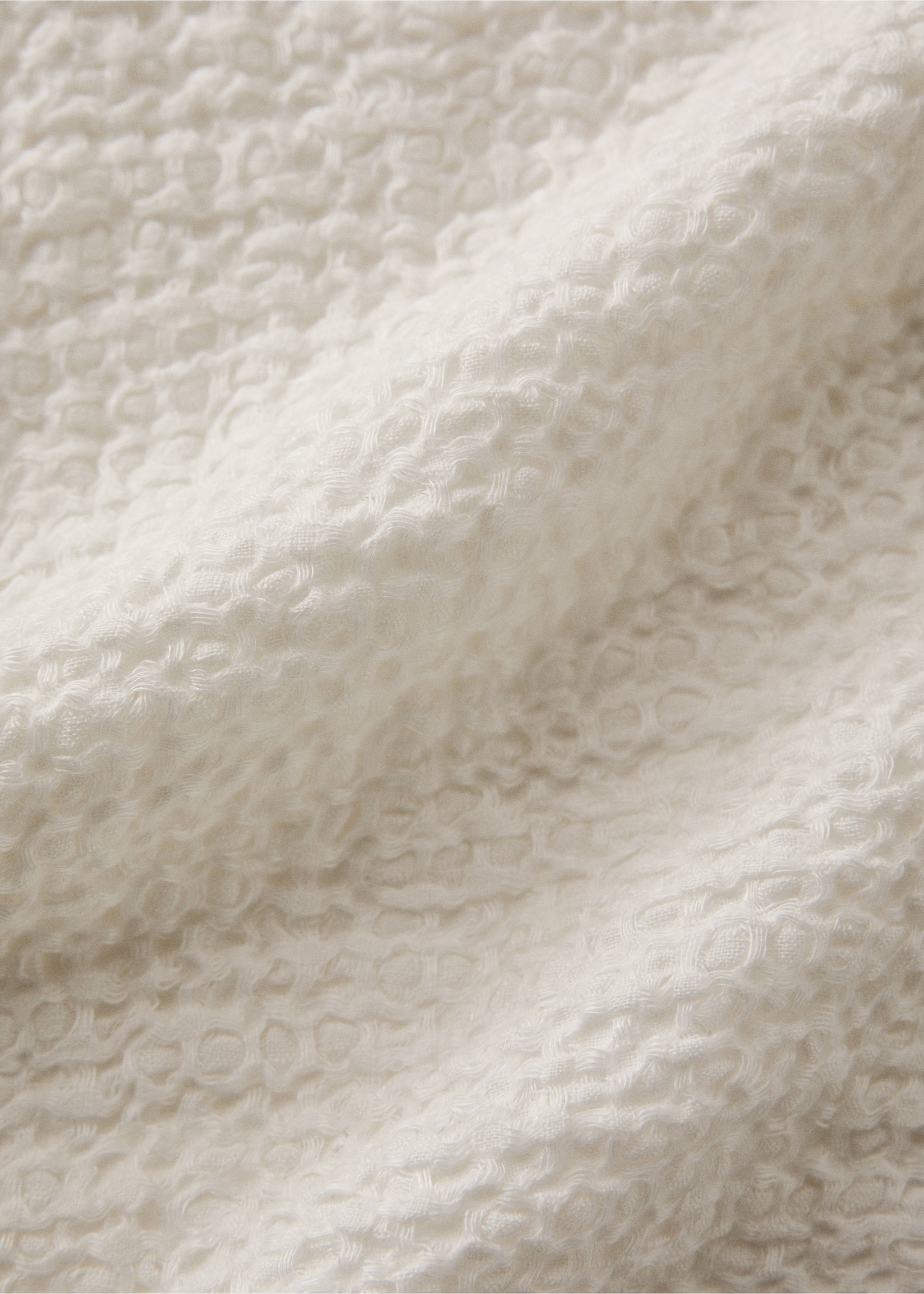 Pătură din 100% in cu margini franjurate - Detaliu al articolului 1, Alb-murdar. Ref: 27091524-00.