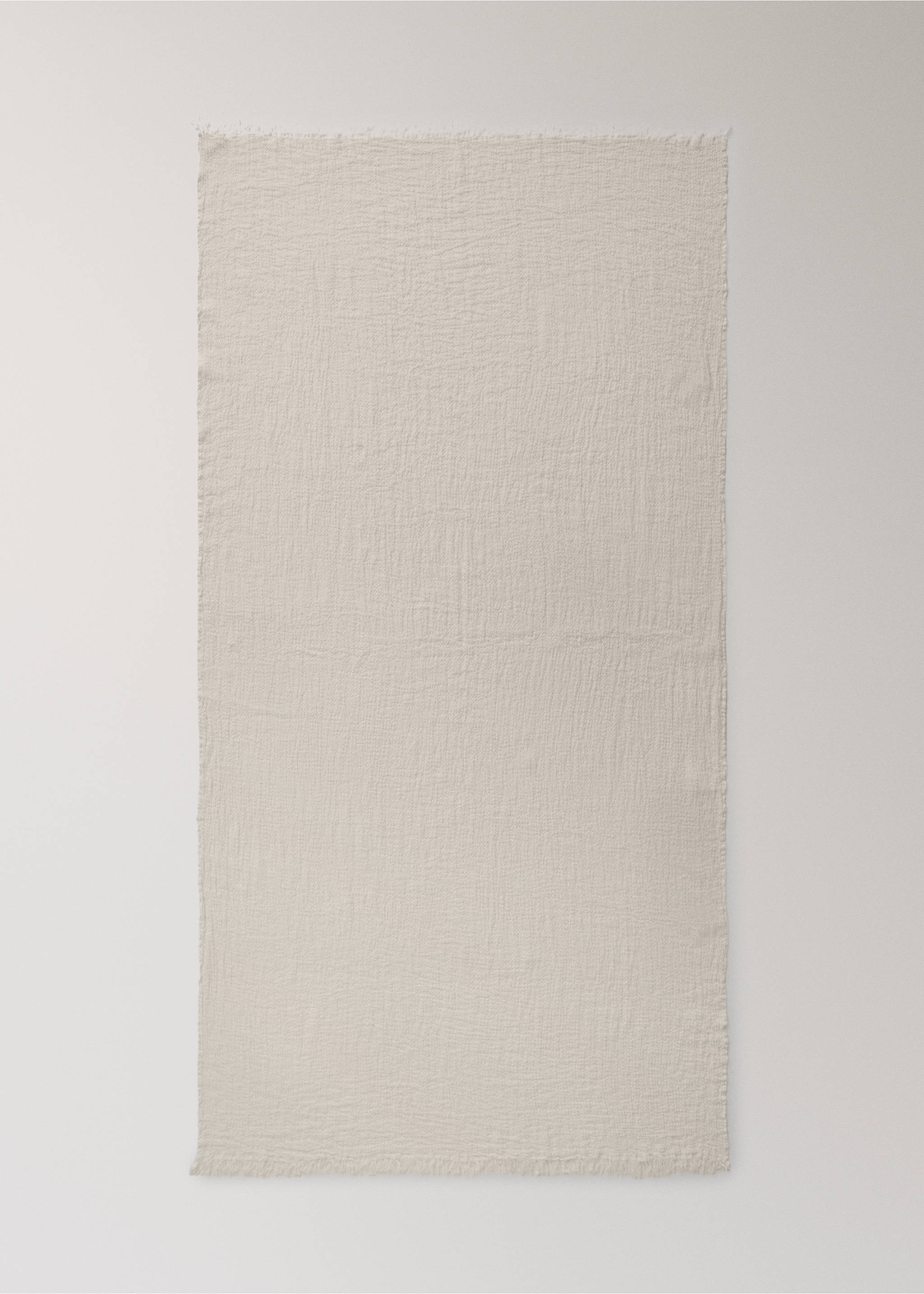 Pătură din 100% in cu margini franjurate - Detaliu al articolului 3, Alb-murdar. Ref: 27091524-00.