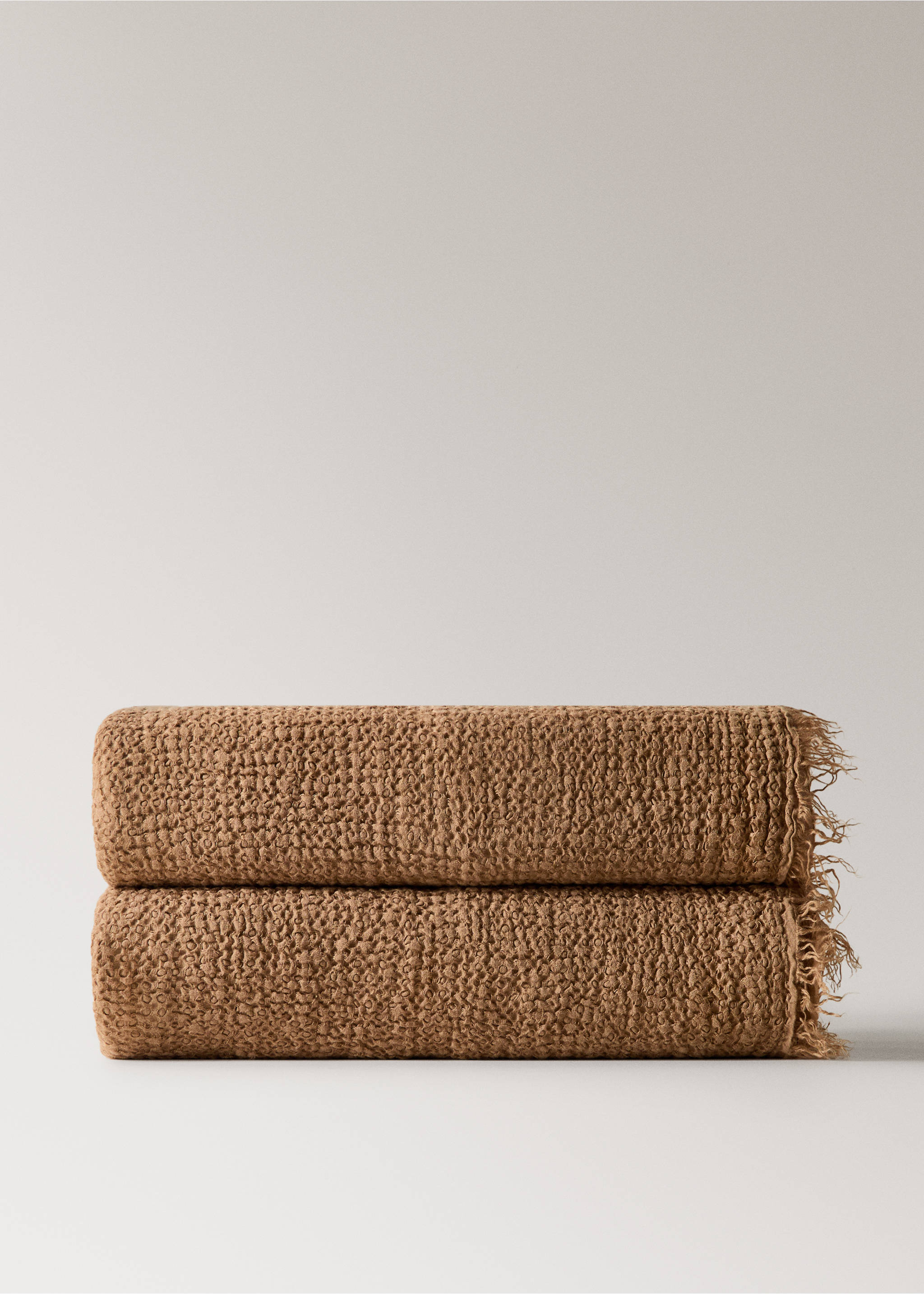 100% linen frayed blanket - Article without model, Russet. Ref: 27091524-00.