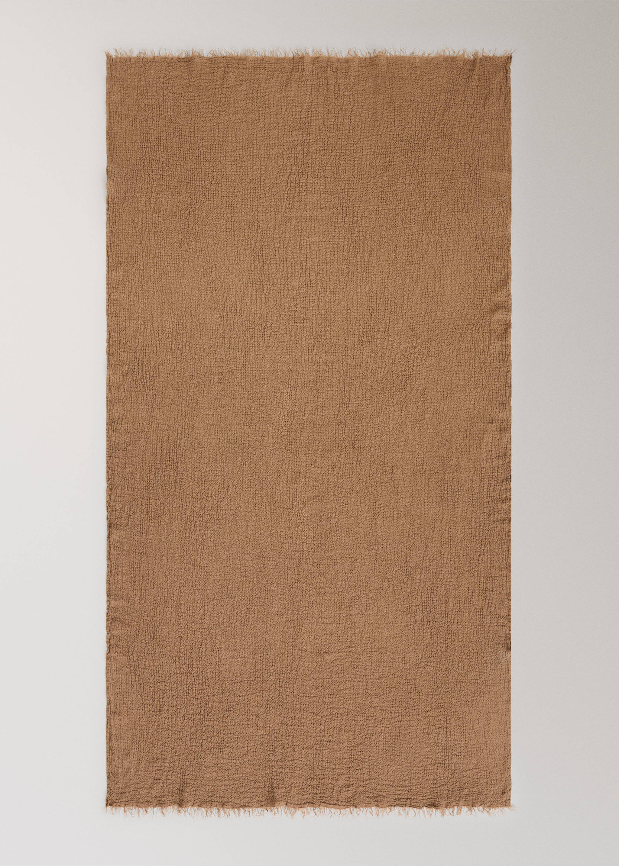 100% linen frayed blanket - Details of the article 3, Russet. Ref: 27091524-00.