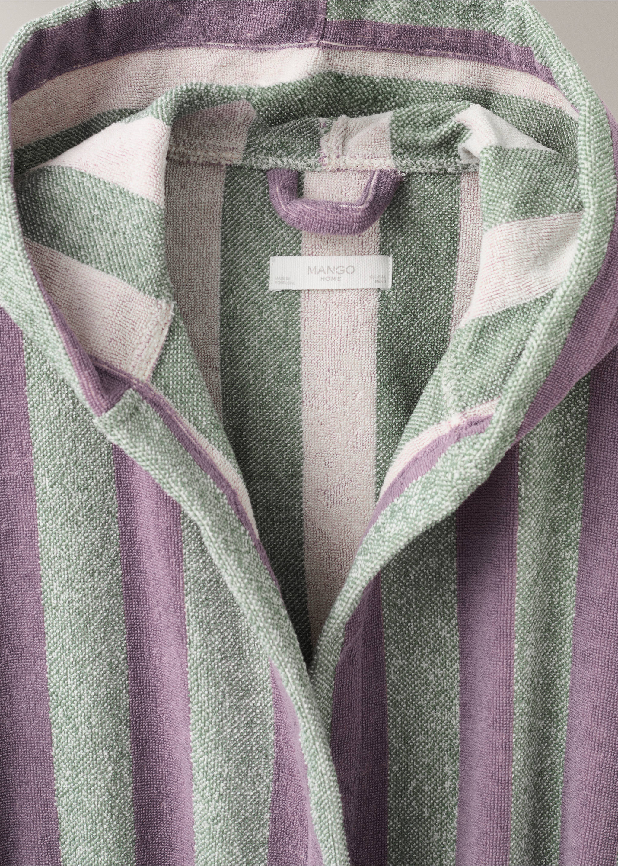 Thick cotton hooded bathrobe - Details of the article 1, Blue. Ref: 27091528-00.