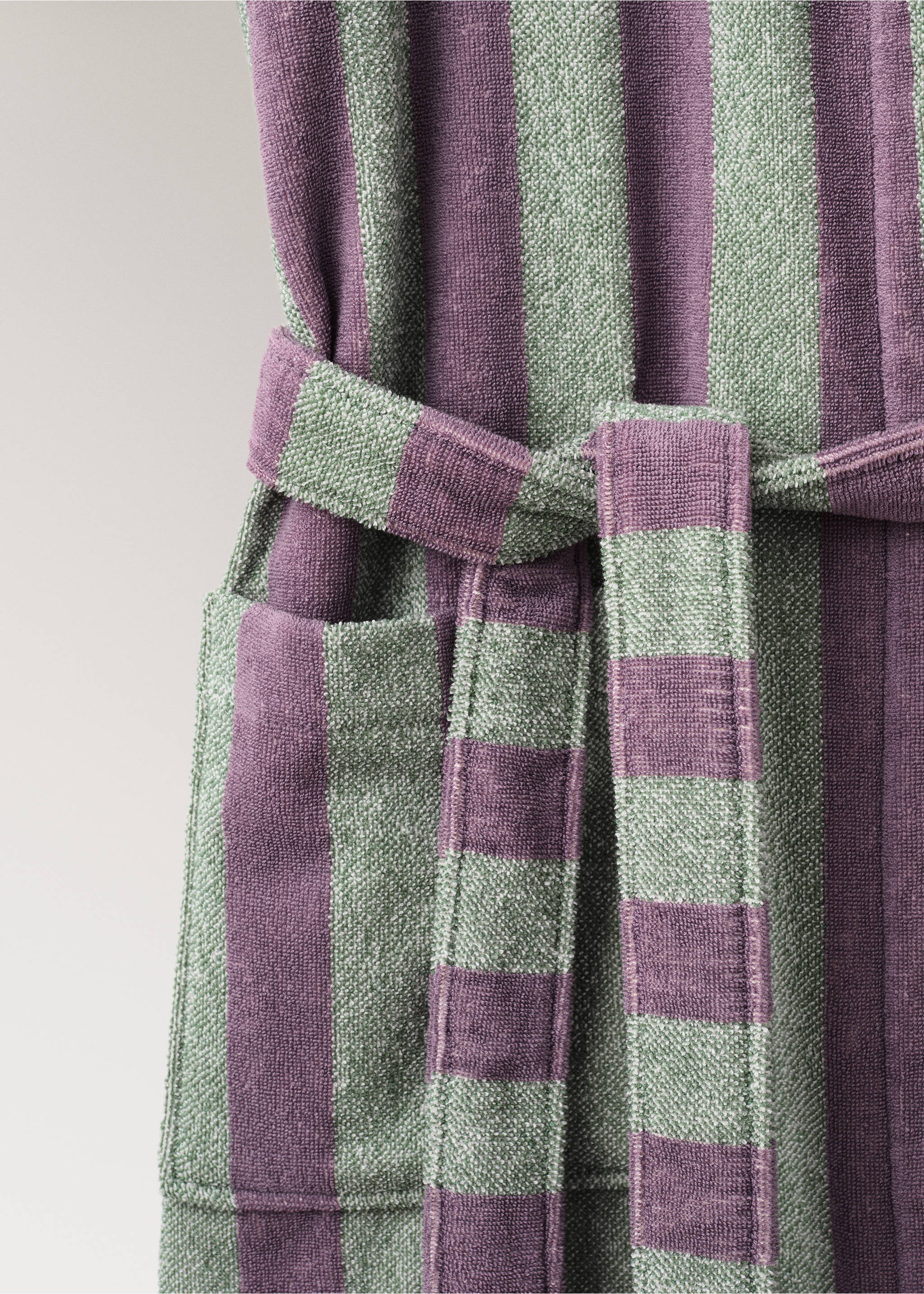 Thick cotton hooded bathrobe - Details of the article 2, Blue. Ref: 27091528-00.