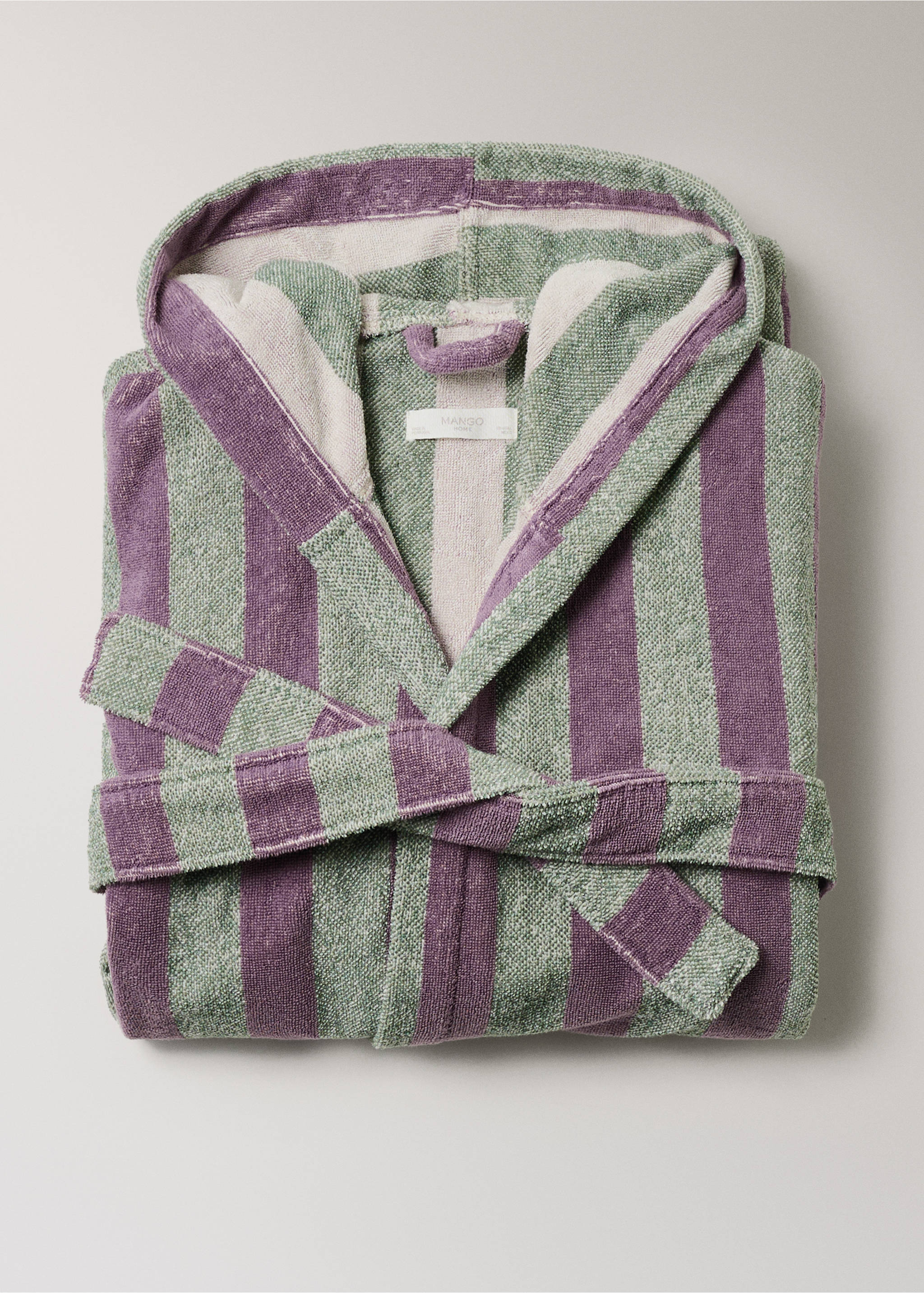 Thick cotton hooded bathrobe - Details of the article 3, Blue. Ref: 27091528-00.