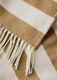 Striped cotton throw with tassels — Yellow 3