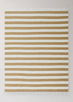 Striped cotton throw with tassels — Yellow 4