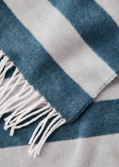 Striped cotton throw with tassels — Blue 3