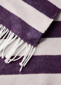 Striped cotton throw with tassels — Purple 3