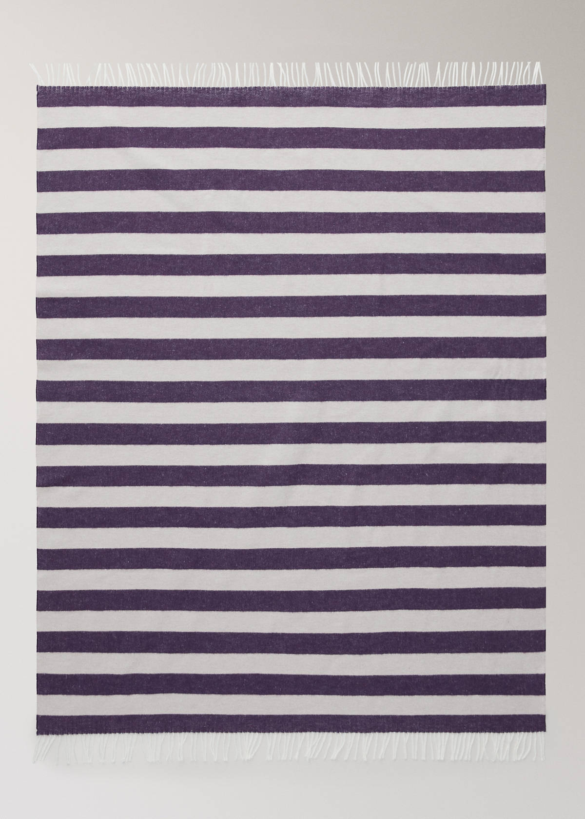 Striped cotton throw with tassels — Purple