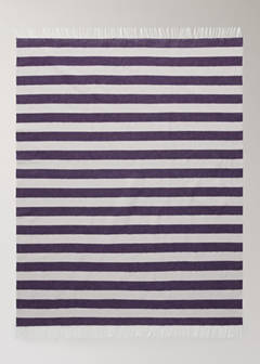 Striped cotton throw with tassels — Purple 4