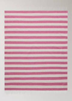 Striped cotton throw with tassels — Pink 4