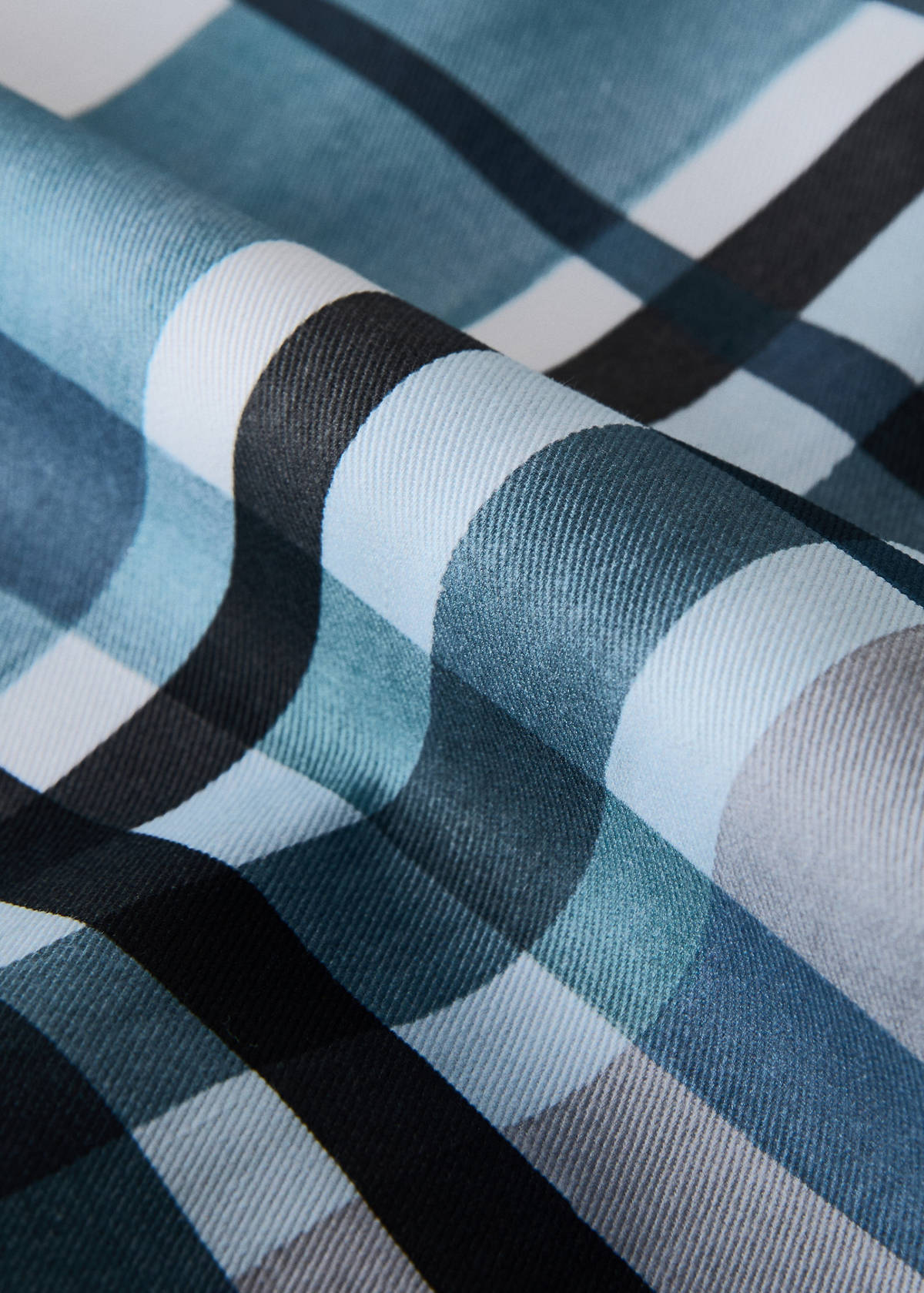 Cotton tablecloth with irregular checks for 6 to 8 people — Blue