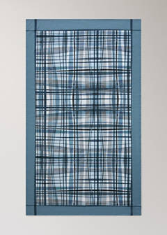 Cotton tablecloth with irregular checks for 6 to 8 people — Blue 5
