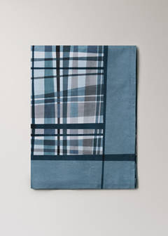 Cotton tablecloth with irregular checks for 6 to 8 people — Blue 8