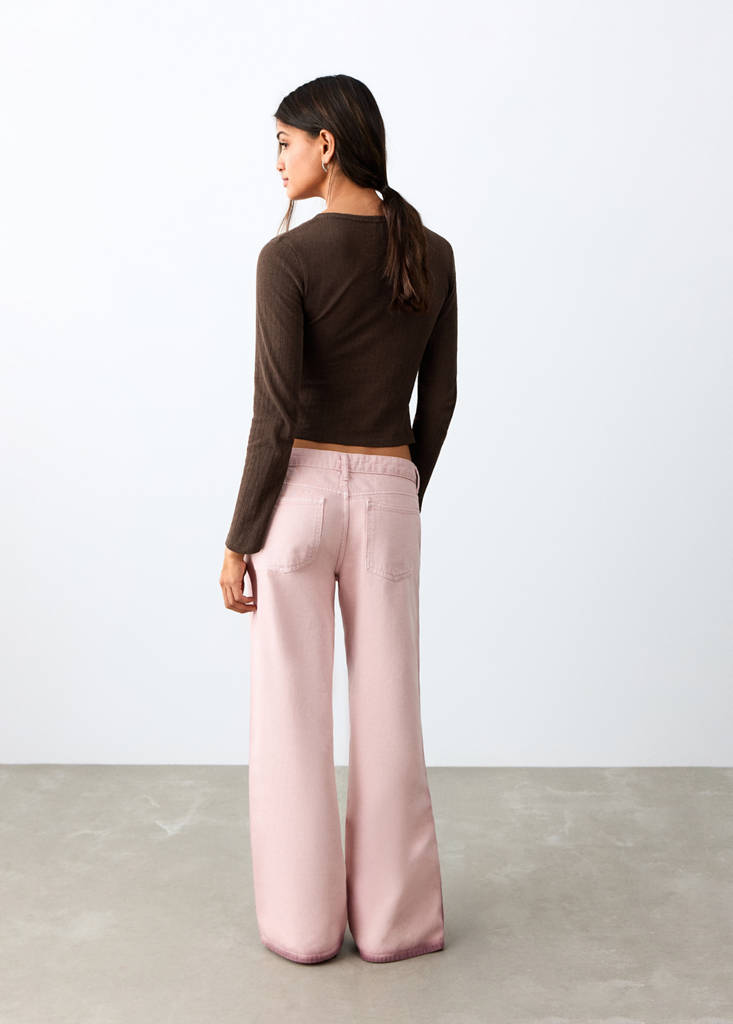 Fine-knit T-shirt — Brown