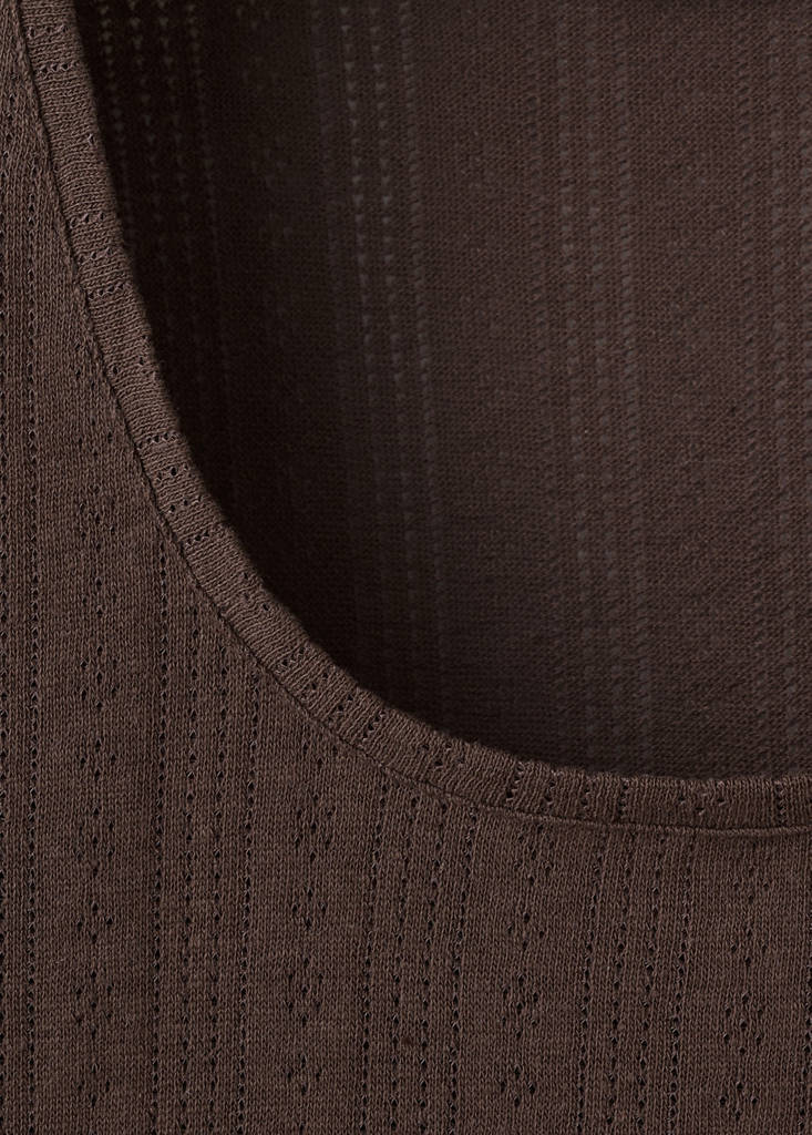 Fine-knit T-shirt — Brown
