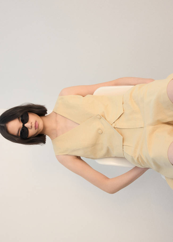 Fitted suit top — Mustard