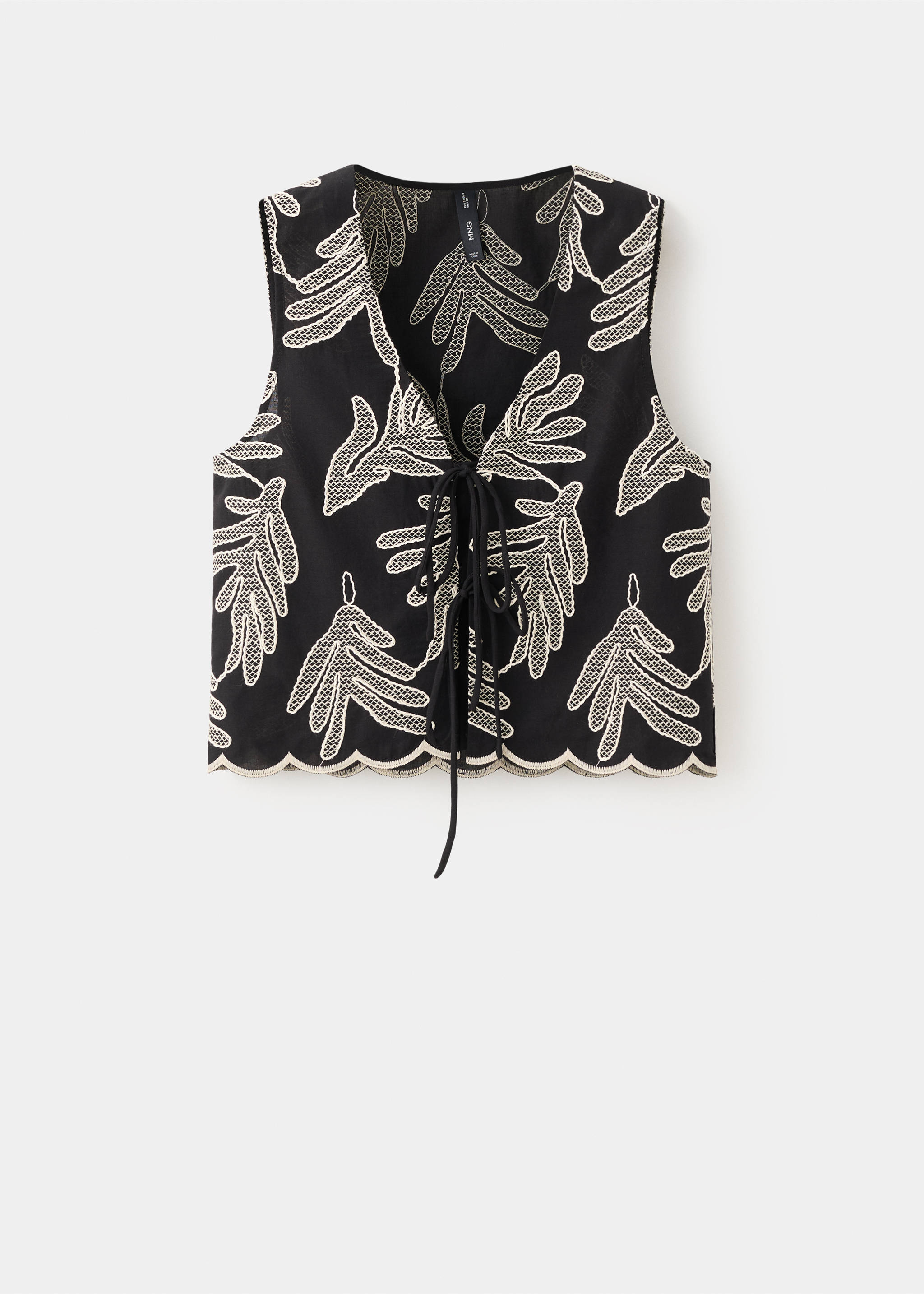 Embroidered waistcoat with bows - Article without model, Black. Ref: 27092538-00.