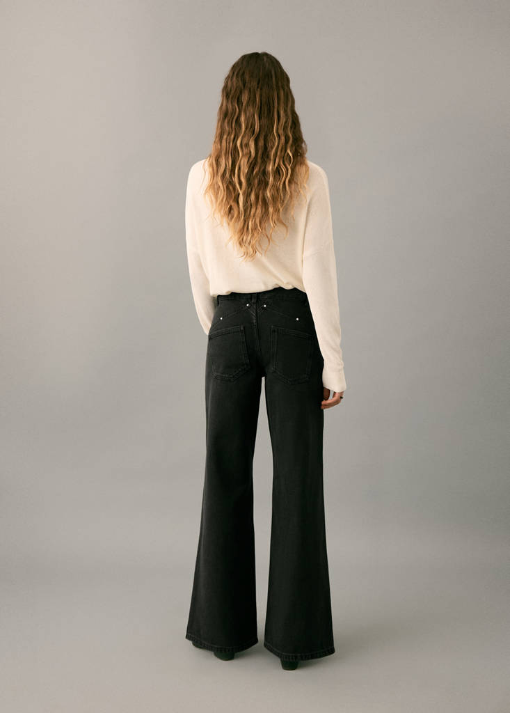 Low-waist studded jeans — Black denim