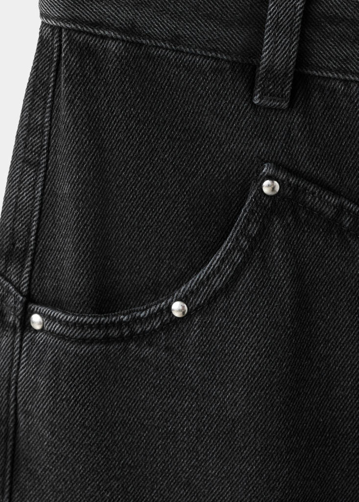 Low-waist studded jeans — Black denim