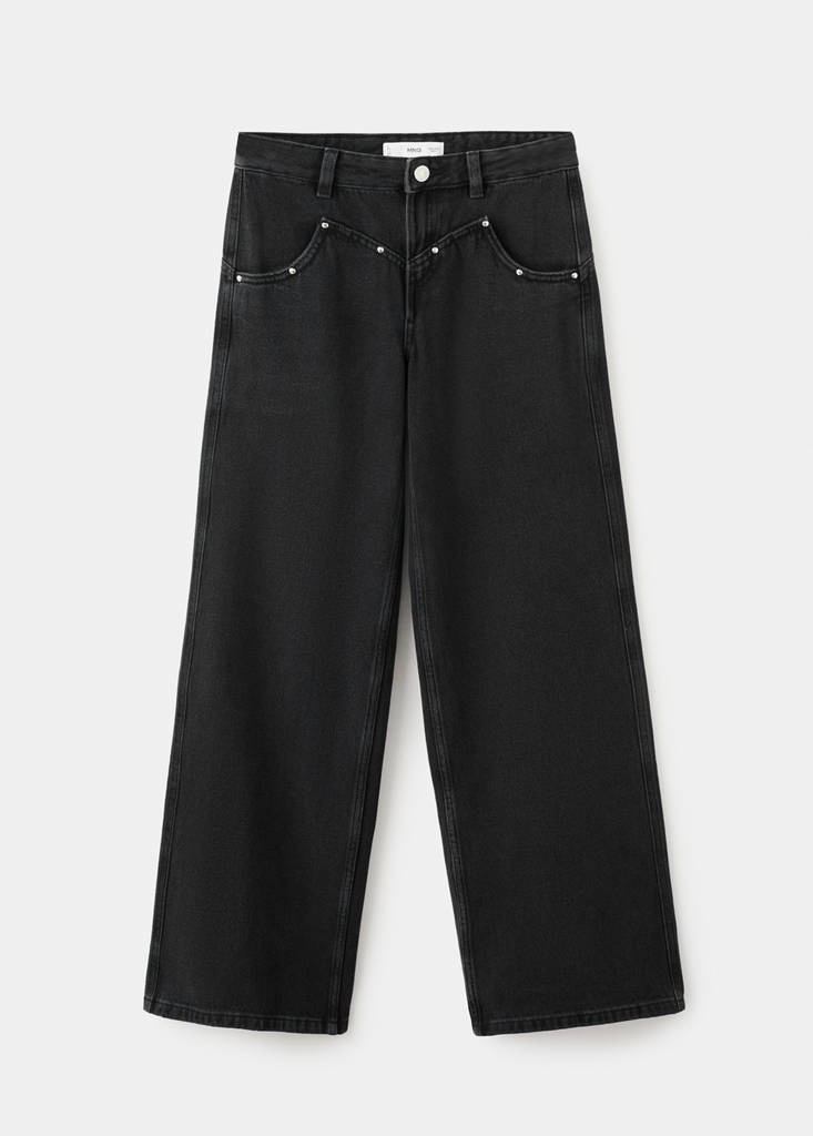 Low-waist studded jeans — Black denim