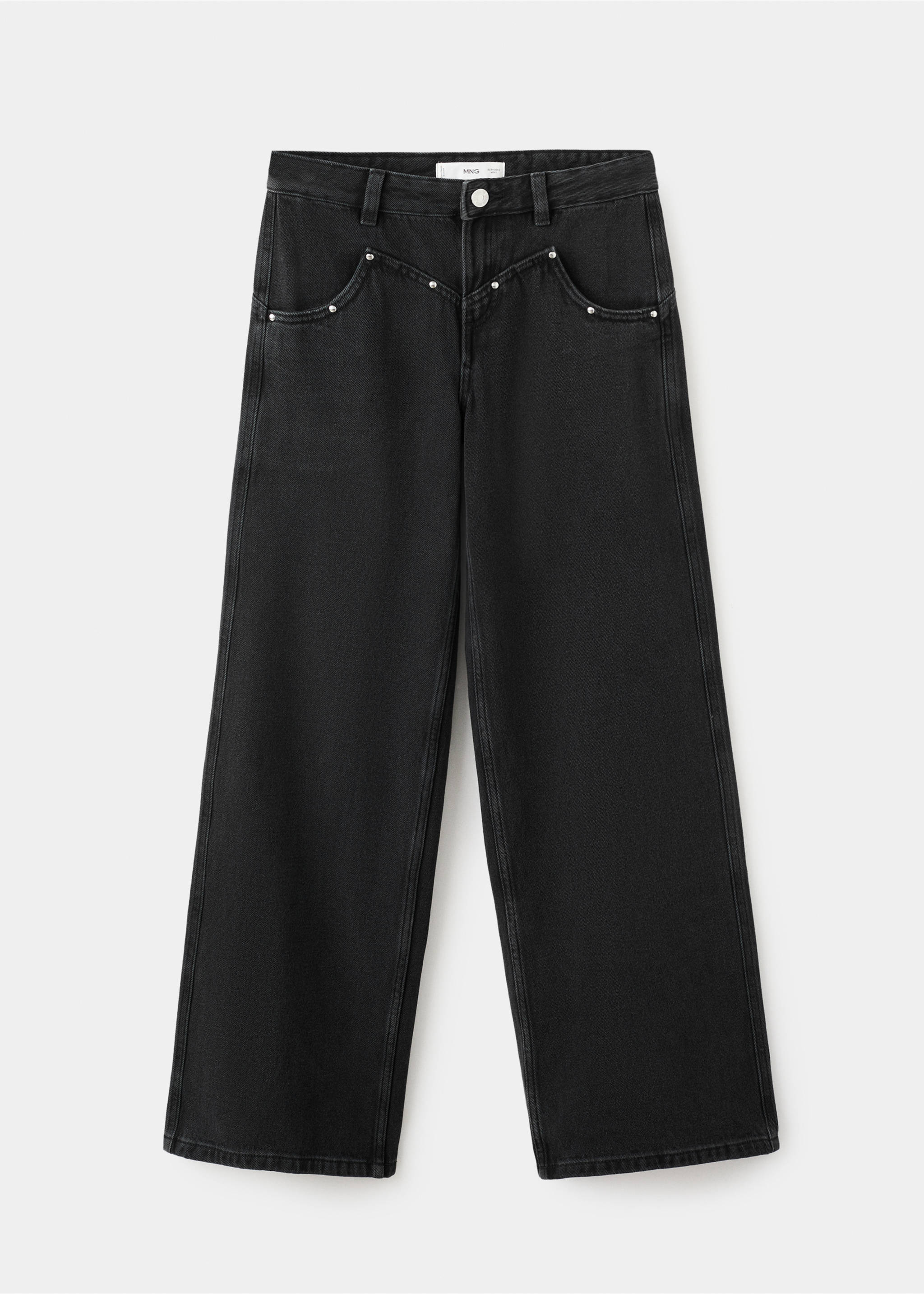 Low-Waist-Jeans mit Nieten - Artikel ohne Model, Black denim. Ref: 27092543-00.
