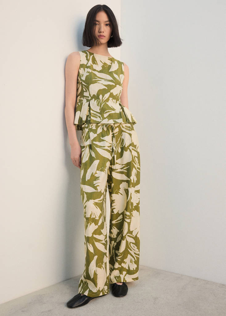 Floral print straight trousers — Green