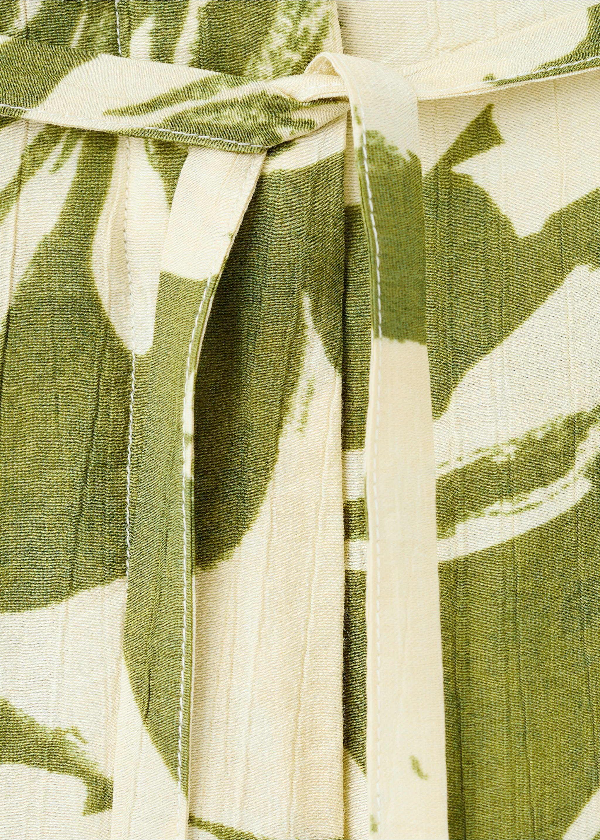 Floral print straight trousers - Details of the article 8, Green. Ref: 27092544-00.