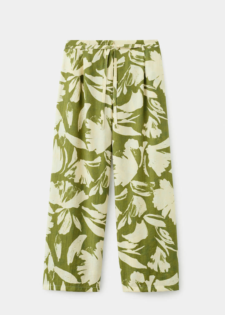 Floral print straight trousers — Green