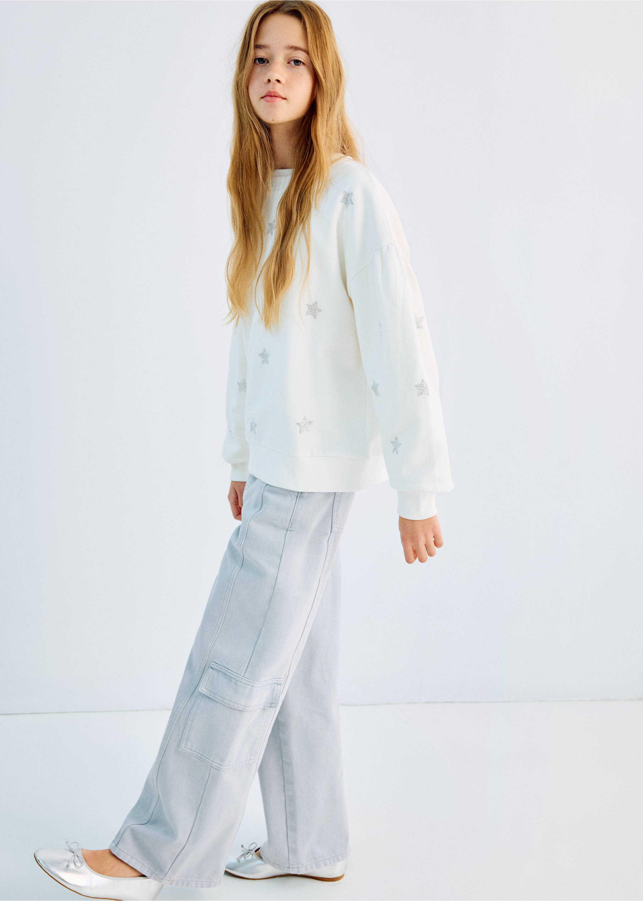 Cargo jeans with seams - Medium plane, Sky Blue. Ref: 27092546-00.