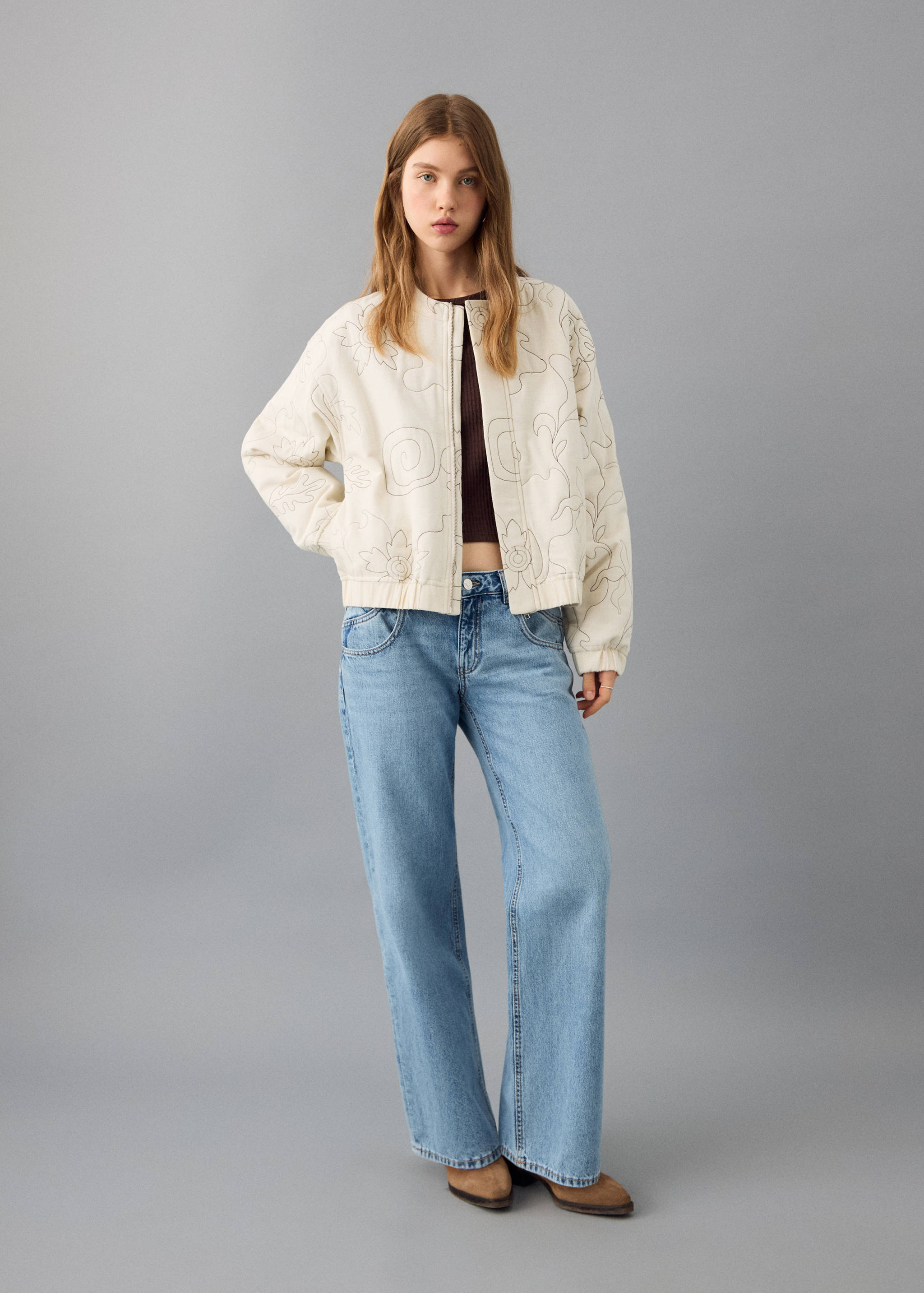 Embroidered quilted jacket - General plane