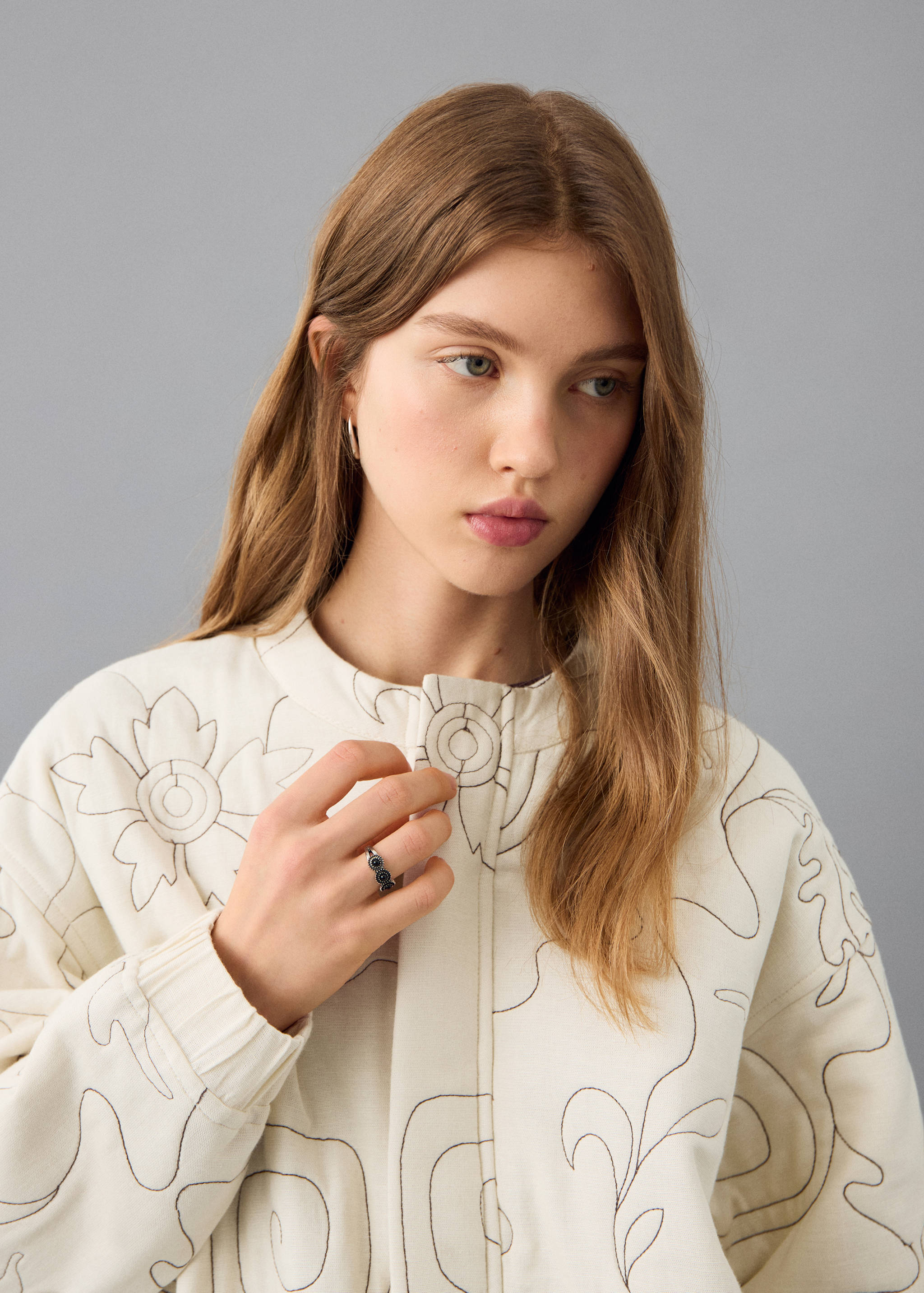 Embroidered quilted jacket - Details of the article 1