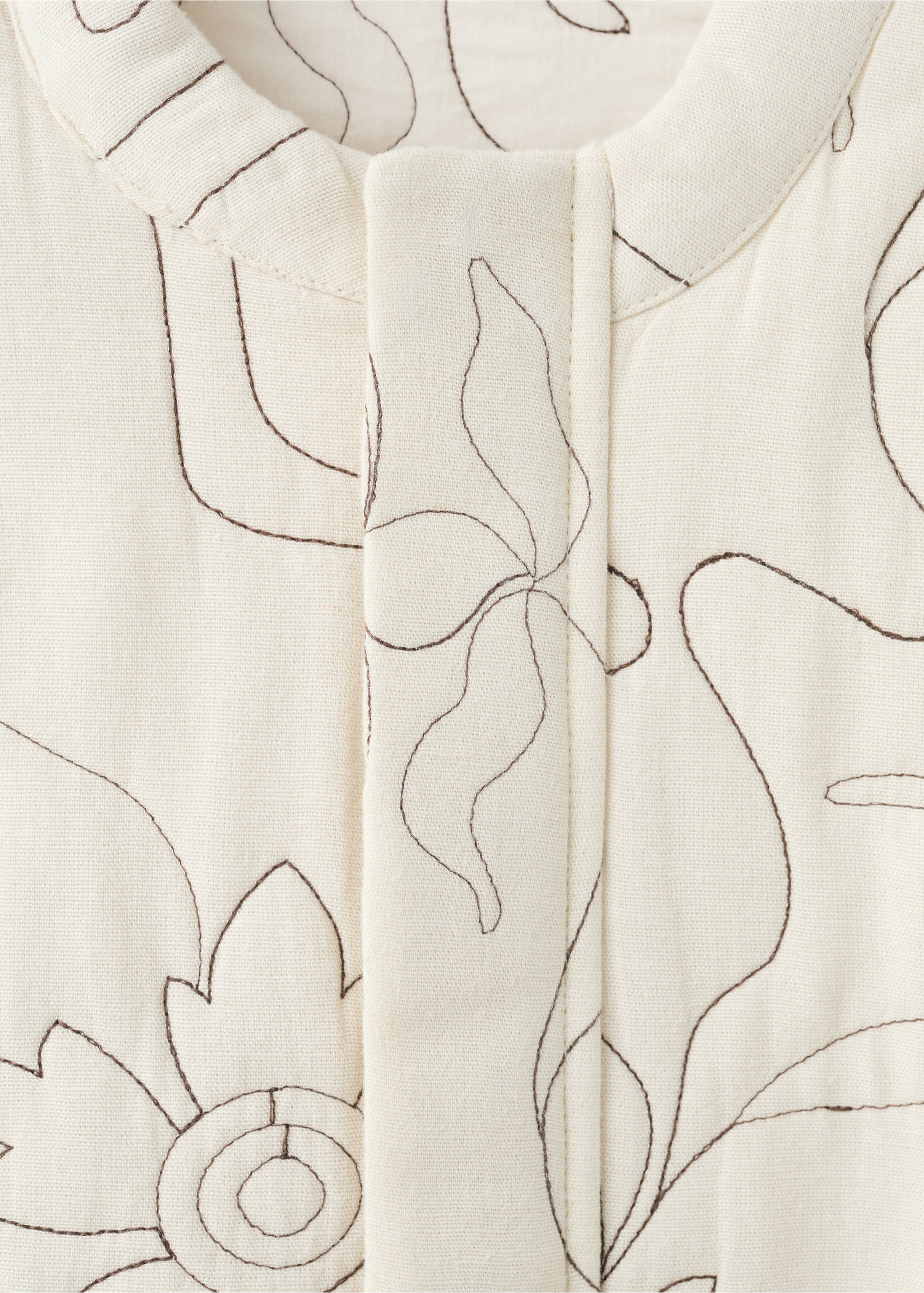 Embroidered quilted jacket - Details of the article 8, Beige. Ref: 27092547-00.