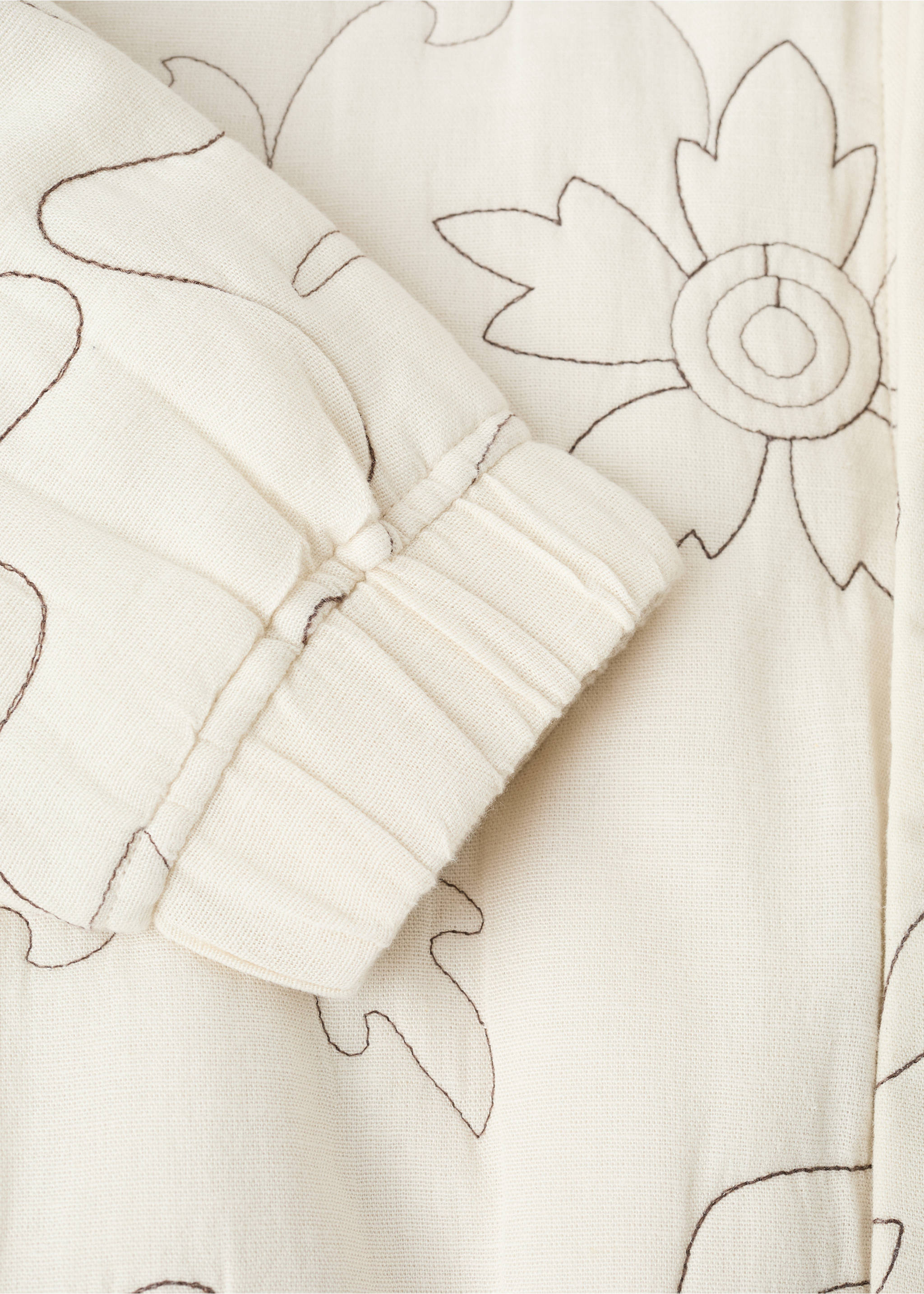 Embroidered quilted jacket - Details of the article 0, Beige. Ref: 27092547-00.