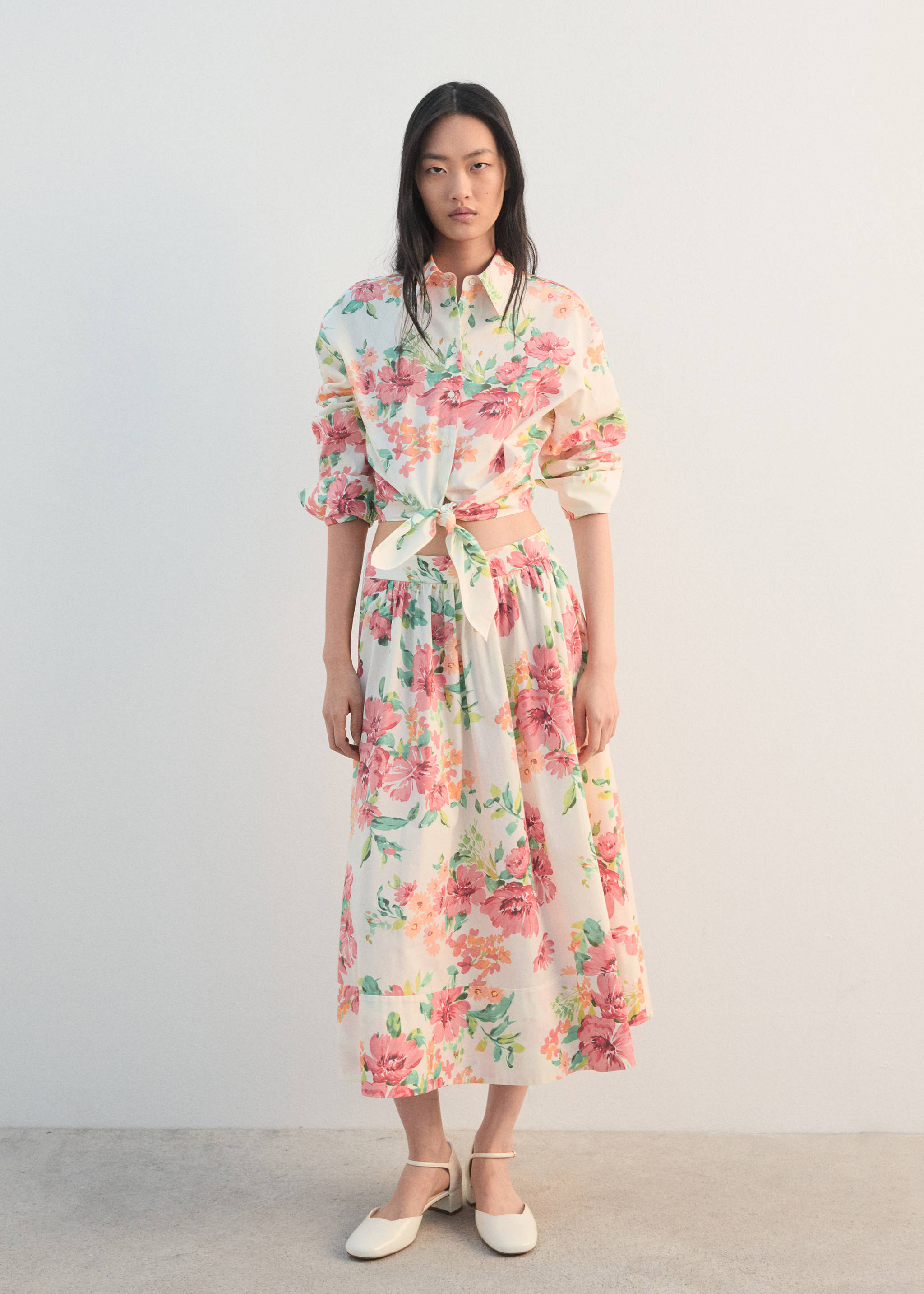 Flowers midi skirt - General plane