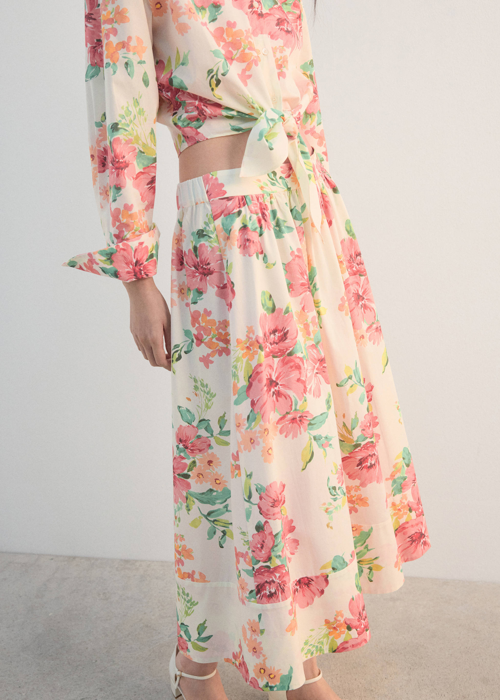 Flowers midi skirt - Medium plane