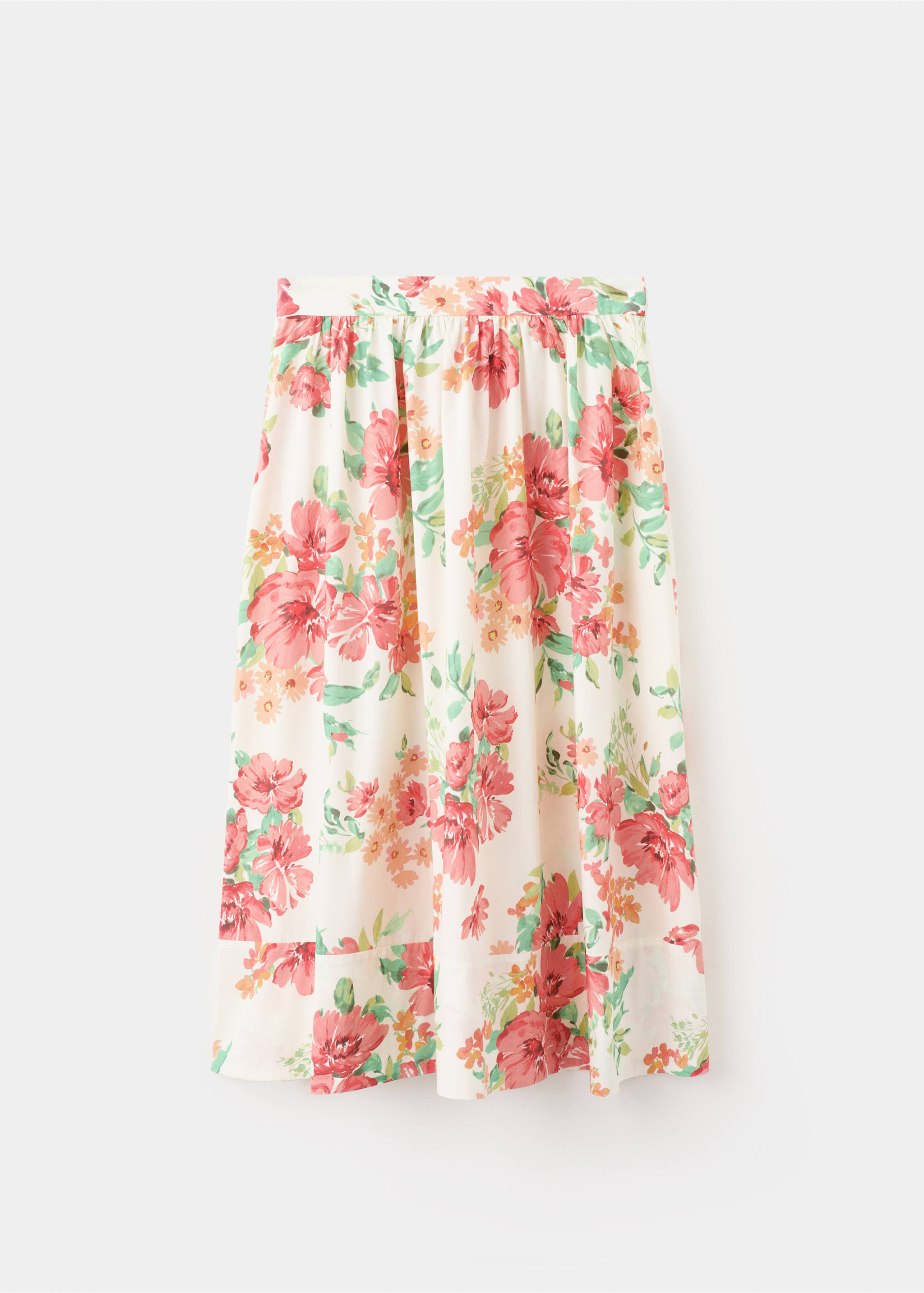 Jupe midi fleurs - Article sans modèle, Blanc cassé. Ref: 27092549-00.