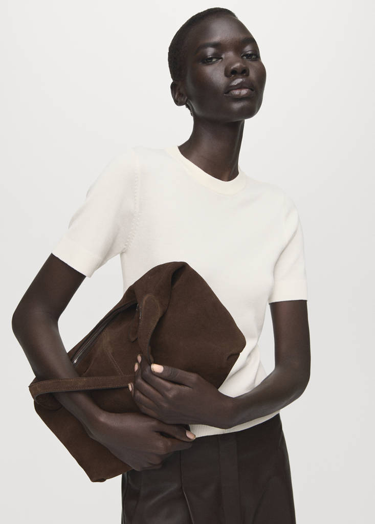 Short-sleeved fine-knit sweater — Ecru
