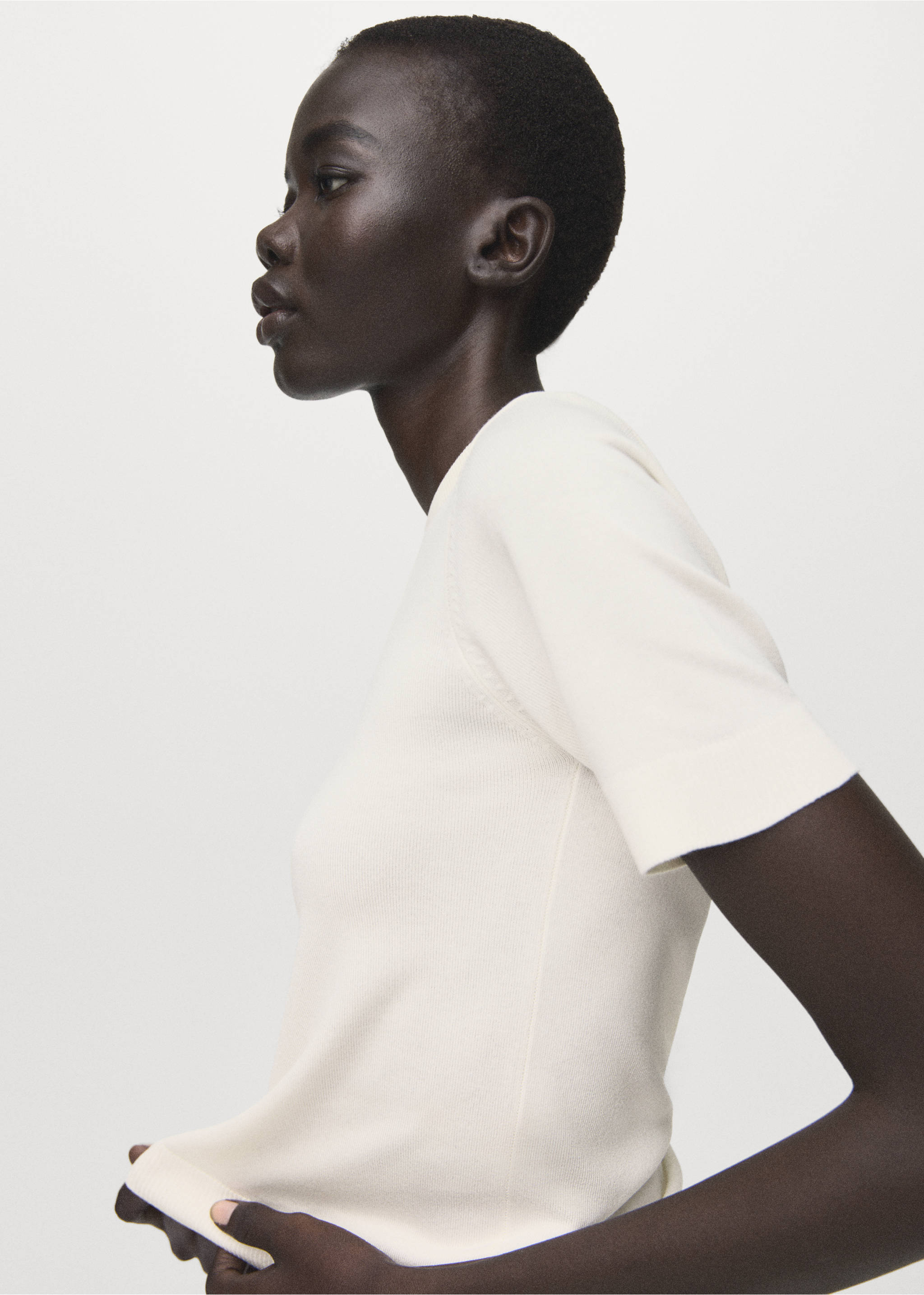 Jersey punto fino manga corta - Detalle del artículo 1, Crudo. Ref: 27092553-00.