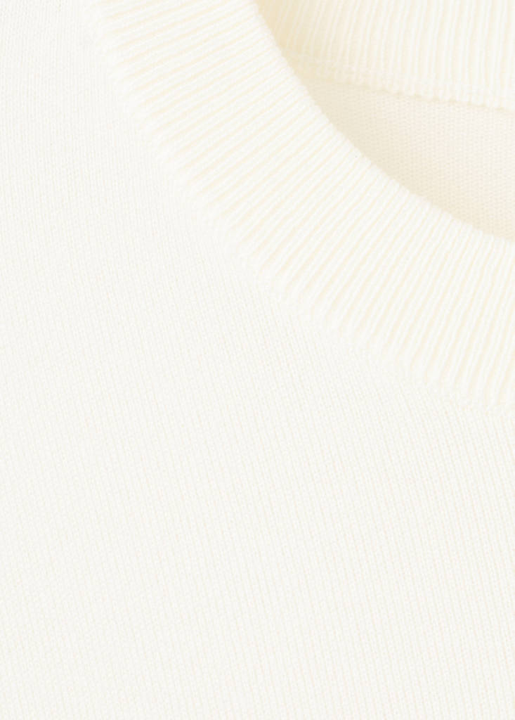 Short-sleeved fine-knit sweater — Ecru