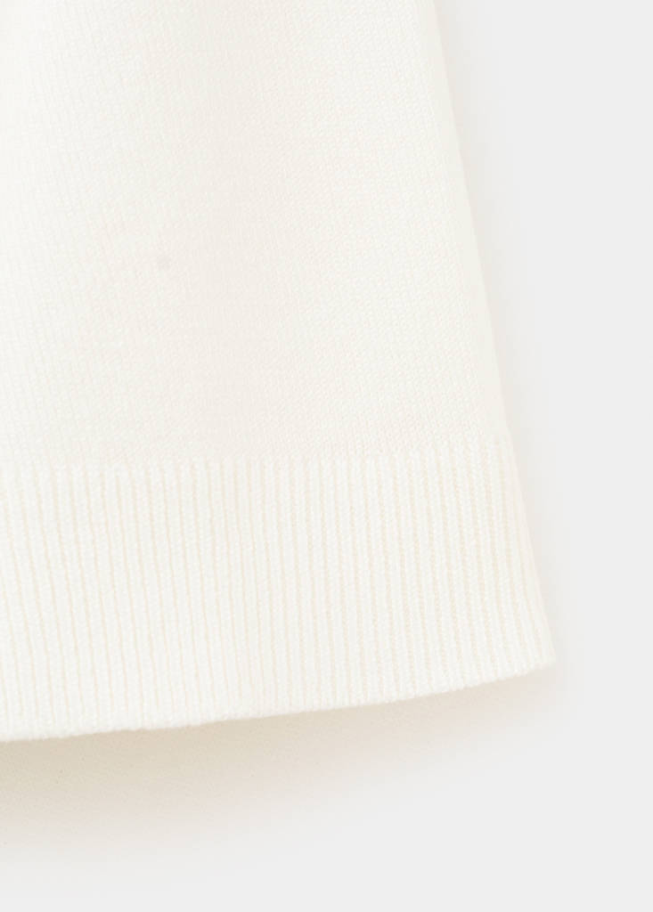 Short-sleeved fine-knit sweater — Ecru